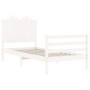 White solid wood bed frame with headboard by , Beds and slatted bases - Ref: Foro24-3194147, Price: 108,51 €, Discount: %