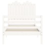 White solid wood bed frame with headboard by , Beds and slatted bases - Ref: Foro24-3194147, Price: 108,51 €, Discount: %