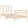 Bed frame with solid wood headboard by , Beds and slatted bases - Ref: Foro24-3194926, Price: 85,99 €, Discount: %