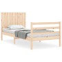 Bed frame with solid wood headboard by , Beds and slatted bases - Ref: Foro24-3194731, Price: 94,99 €, Discount: %