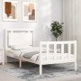 White solid wood bed frame with headboard 90x190 cm by , Beds and slatted bases - Ref: Foro24-3192132, Price: 110,57 €, Disco...