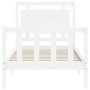 White solid wood bed frame with headboard 90x190 cm by , Beds and slatted bases - Ref: Foro24-3192132, Price: 110,57 €, Disco...