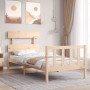 Bed frame with solid wood headboard 100x200 cm by , Beds and slatted bases - Ref: Foro24-3193261, Price: 116,52 €, Discount: %