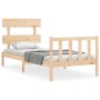 Bed frame with solid wood headboard 100x200 cm by , Beds and slatted bases - Ref: Foro24-3193261, Price: 116,52 €, Discount: %