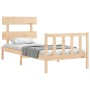 Bed frame with solid wood headboard 100x200 cm by , Beds and slatted bases - Ref: Foro24-3193261, Price: 116,52 €, Discount: %