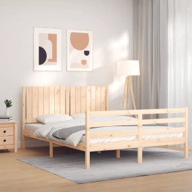 Bed frame with solid wood headboard 160x200 cm by , Beds and slatted bases - Ref: Foro24-3194776, Price: 160,81 €, Discount: %