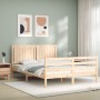 Bed frame with solid wood headboard 160x200 cm by , Beds and slatted bases - Ref: Foro24-3194776, Price: 161,75 €, Discount: %