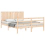 Bed frame with solid wood headboard 160x200 cm by , Beds and slatted bases - Ref: Foro24-3194776, Price: 161,75 €, Discount: %