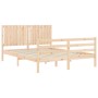 Bed frame with solid wood headboard 160x200 cm by , Beds and slatted bases - Ref: Foro24-3194776, Price: 161,75 €, Discount: %