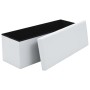 Banco de almacenaje plegable piel sintética 110x38x38 cm blanco de vidaXL, Bancos para recibidores y almacenamiento - Ref: Fo...