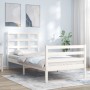 White solid wood bed frame with headboard by , Beds and slatted bases - Ref: Foro24-3193952, Price: 95,99 €, Discount: %