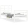 White solid wood bed frame with headboard by , Beds and slatted bases - Ref: Foro24-3193952, Price: 95,99 €, Discount: %