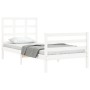 White solid wood bed frame with headboard by , Beds and slatted bases - Ref: Foro24-3193952, Price: 95,99 €, Discount: %