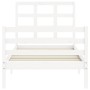 White solid wood bed frame with headboard by , Beds and slatted bases - Ref: Foro24-3193952, Price: 95,99 €, Discount: %