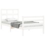 Solid white wood bed frame with headboard by , Beds and slatted bases - Ref: Foro24-3194797, Price: 97,83 €, Discount: %