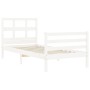 Solid white wood bed frame with headboard by , Beds and slatted bases - Ref: Foro24-3194797, Price: 97,83 €, Discount: %