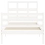 Solid white wood bed frame with headboard by , Beds and slatted bases - Ref: Foro24-3194797, Price: 97,83 €, Discount: %