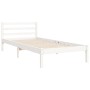 Solid white wood bed frame with headboard by , Beds and slatted bases - Ref: Foro24-3194797, Price: 97,83 €, Discount: %