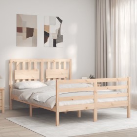 Double bed frame with solid wood headboard by , Beds and slatted bases - Ref: Foro24-3194286, Price: 140,99 €, Discount: %