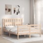 Double bed frame with solid wood headboard by , Beds and slatted bases - Ref: Foro24-3194286, Price: 141,97 €, Discount: %