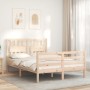 Double bed frame with solid wood headboard by , Beds and slatted bases - Ref: Foro24-3194286, Price: 141,97 €, Discount: %