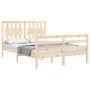 Double bed frame with solid wood headboard by , Beds and slatted bases - Ref: Foro24-3194286, Price: 141,97 €, Discount: %