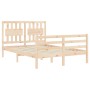 Double bed frame with solid wood headboard by , Beds and slatted bases - Ref: Foro24-3194286, Price: 141,97 €, Discount: %