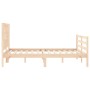 Double bed frame with solid wood headboard by , Beds and slatted bases - Ref: Foro24-3194286, Price: 141,97 €, Discount: %