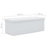 Banco de almacenaje plegable piel sintética 110x38x38 cm blanco de vidaXL, Bancos para recibidores y almacenamiento - Ref: Fo...