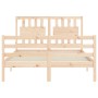 Double bed frame with solid wood headboard by , Beds and slatted bases - Ref: Foro24-3194286, Price: 141,97 €, Discount: %