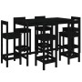 7-piece black pine wood garden table and high stools set by , Garden sets - Ref: Foro24-3154764, Price: 467,81 €, Discount: %