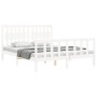 Double bed frame with white solid wood headboard by , Beds and slatted bases - Ref: Foro24-3192432, Price: 161,91 €, Discount: %