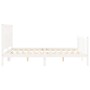 Estructura de cama matrimonio con cabecero madera maciza blanco de , Camas y somieres - Ref: Foro24-3192432, Precio: 161,99 €...