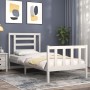 White solid wood bed frame with headboard by , Beds and slatted bases - Ref: Foro24-3192847, Price: 101,99 €, Discount: %