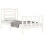 White solid wood bed frame with headboard by , Beds and slatted bases - Ref: Foro24-3192847, Price: 101,99 €, Discount: %