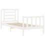 White solid wood bed frame with headboard by , Beds and slatted bases - Ref: Foro24-3192847, Price: 101,99 €, Discount: %