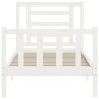 White solid wood bed frame with headboard by , Beds and slatted bases - Ref: Foro24-3192847, Price: 101,99 €, Discount: %