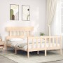 Estructura de cama de matrimonio con cabecero madera maciza de , Camas y somieres - Ref: Foro24-3193311, Precio: 150,10 €, De...