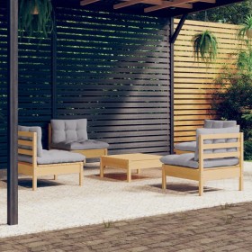 Juego de muebles de jardín 5 pzas y cojines madera pino gris de , Conjuntos de jardín - Ref: Foro24-3096033, Precio: 360,99 €...