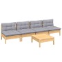 5-piece garden furniture set and gray pine wood cushions by , Garden sets - Ref: Foro24-3096129, Price: 380,88 €, Discount: %