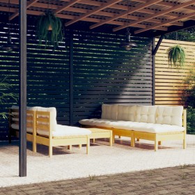 Garden furniture 8 pieces cream pine wood cushions by , Garden sets - Ref: Foro24-3096136, Price: 598,99 €, Discount: %