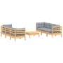 Garden furniture set 7 pieces and gray pine wood cushions by , Garden sets - Ref: Foro24-3096117, Price: 540,01 €, Discount: %