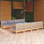 Garden furniture set 9 pieces and cushions solid pine wood by , Garden sets - Ref: Foro24-3096141, Price: 728,07 €, Discount: %