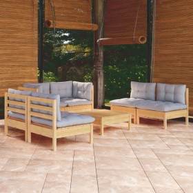 Garden furniture set 7 pieces and cushions solid pine wood by , Garden sets - Ref: Foro24-3096213, Price: 540,27 €, Discount: %