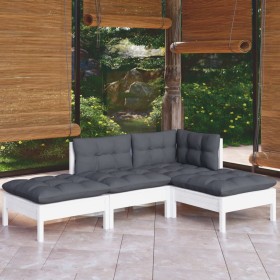 Muebles de jardín 4 pzas con cojines madera maciza de pino de , Conjuntos de jardín - Ref: Foro24-3096287, Precio: 326,99 €, ...