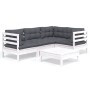 Garden furniture 5 pieces with white pine wood cushions by , Garden sets - Ref: Foro24-3096377, Price: 424,40 €, Discount: %