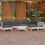 Garden furniture 10 pieces with white cushions solid pine wood by , Garden sets - Ref: Foro24-3096714, Price: 796,48 €, Disco...