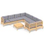 Garden furniture set 9 pieces and pine wood cushions by , Garden sets - Ref: Foro24-3096976, Price: 726,39 €, Discount: %