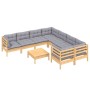 Garden furniture set 9 pieces and pine wood cushions by , Garden sets - Ref: Foro24-3096976, Price: 726,39 €, Discount: %