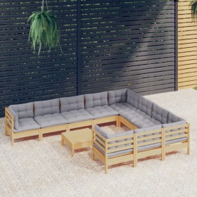 Garden furniture set 11 pieces and pine wood cushions by , Garden sets - Ref: Foro24-3097000, Price: 834,99 €, Discount: %